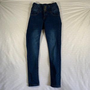 VINCE BLUE WOMENS SIZE 3 JEANS SKINNY STRETCH MEDIUM-DARK WASH  MID‎ RISE